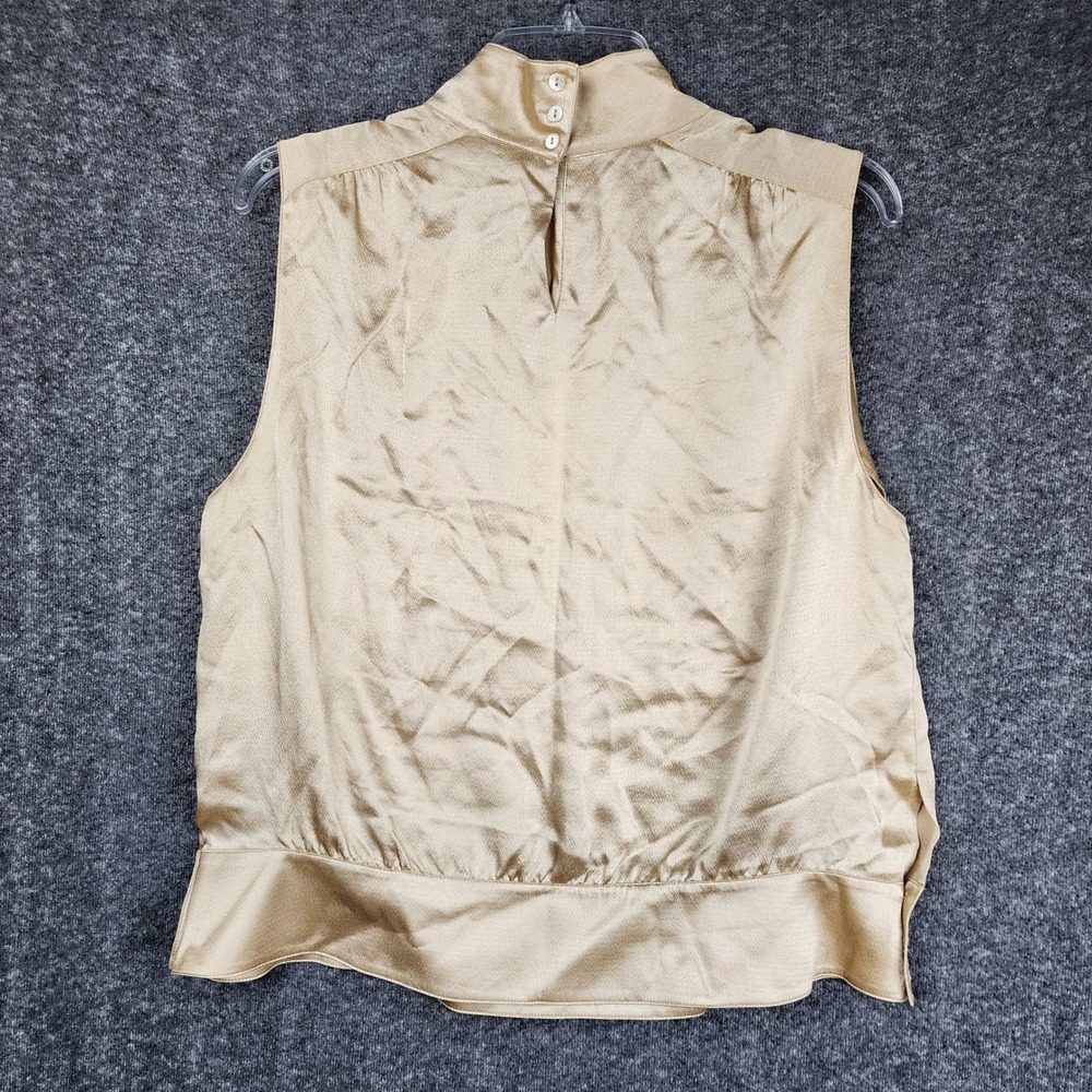 Audrey Talbott Blouse Womens Size 12 Champagne Gold‎ Satin Mock Neck Sleeveless